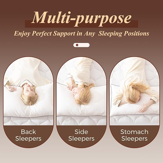 Cosybay Goose Feather Down Fiber Pillows Queen Size Set of 2, Luxury Bed Pillow for Sleeping, Ultra Soft Cover Hotel Collection Bed Pillows for Back,Stomach or Side Sleepers 20x30