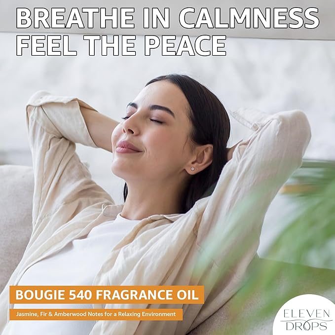 Bougie 540 Fragrance Oil | Jasmine, Fir & Amberwood Notes | Long Lasting Scent Reed Diffuser Oil for Home, Office, Hotel, Spa, Car & Linen Spray | Pet Friendly IFRA Compliant, 4 oz
