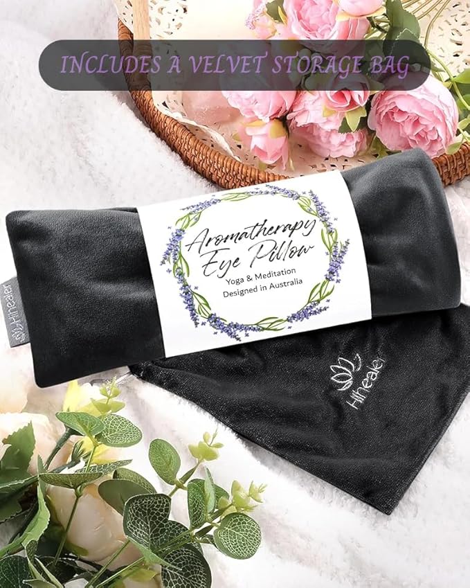 Lavender Eye Pillow for Relaxation, Yoga, Sleep – Weighted Eye Mask for Headache, Sinus, Aromatherapy Moist Heat Compress, Meditation Accessory, Relaxation Gift for Women (Black(only One))