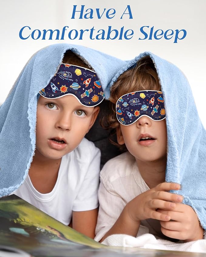 Miss Adola Sleep Mask for Kids - Cute Kawaii Cartoon Silk Sleeping Mask with Adjustable Strap Soft Smooth Light Eye Mask for Sleeping Silk Kids Eye Cover for Boys Girls Teens, BU Sky Rockets