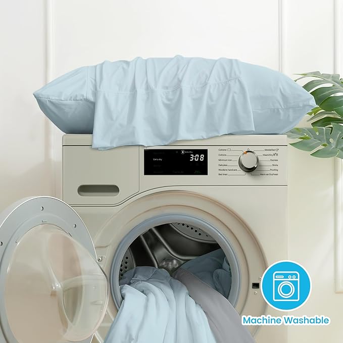 Cozy Bliss Cooling Pillow Cases for Hot Sleepers, Q-Max>0.45, King Size Set of 2, Soft & Silky Pillow Covers with Envelope Closure,Gift, Blue, 20x36 Inches