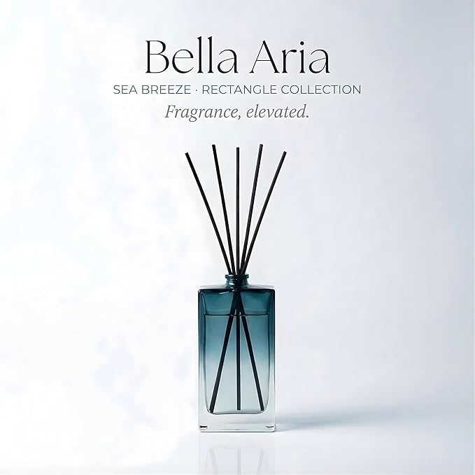 Reed Diffuser for Home Fragrance – Summer Sea Breeze Scent 100ml with Reed Sticks, Long Lasting Flameless Diffuser for Bathroom, Bedroom & Living Room Decor, Giftable Glass Bottle
