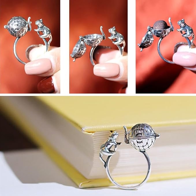 Adjustable Aromatherapy Finger Rings Jewelry with Essential Oil Diffuser Vintage Style Rings Accessory for Women Girls
