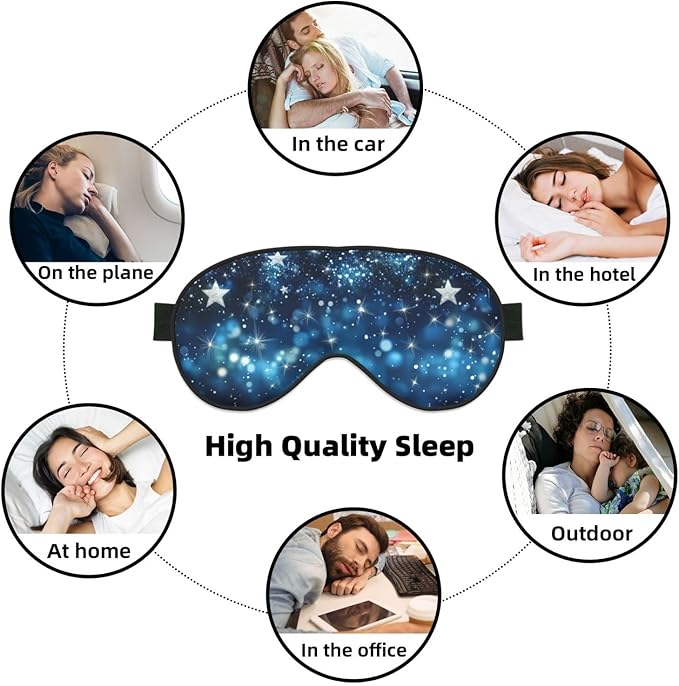 Glittering Star Sleep Mask Eye Mask with Adjustable Strap Eye Sleep Shade Cover Blocks Light for Women Men Airplane Travel Nap