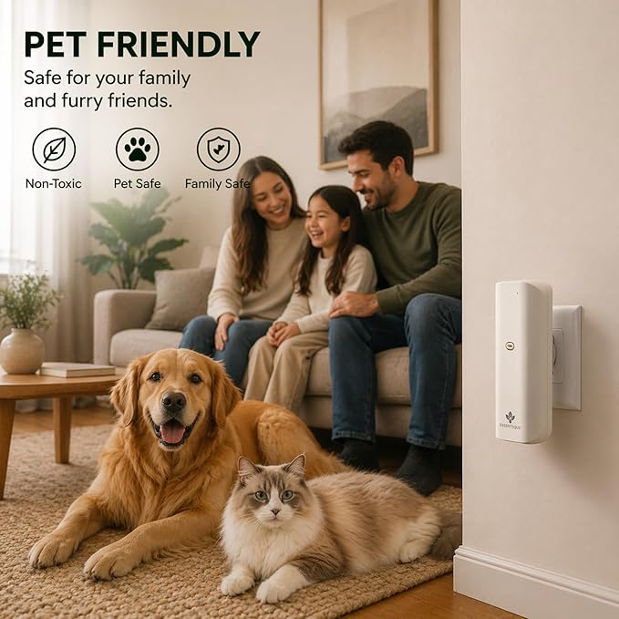 The Pulse Plug-in Waterless Diffuser – Cold Air Nebulizing Scent Machine for Home, Hotel, Office & Spa – w/Bluetooth for Essential Oil Blends (White)