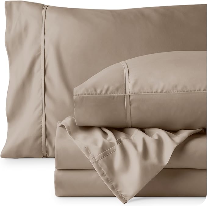 Bare Home Twin Sheet Set - 1800 Ultra-Soft Microfiber Twin Bed Sheets - Double Brushed - Deep Pockets - Easy Fit - 3 Piece Set - Bedding Sheets & Pillowcases (Twin, Pebble)