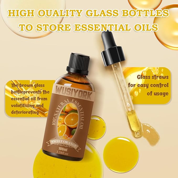 Sweet Orange Essential Oil 100ML - 100% Pure and Natural Therapeutic Grade Oils for Aromatherapy Diffuser - 3.4 Fl Oz/Sweet Orange