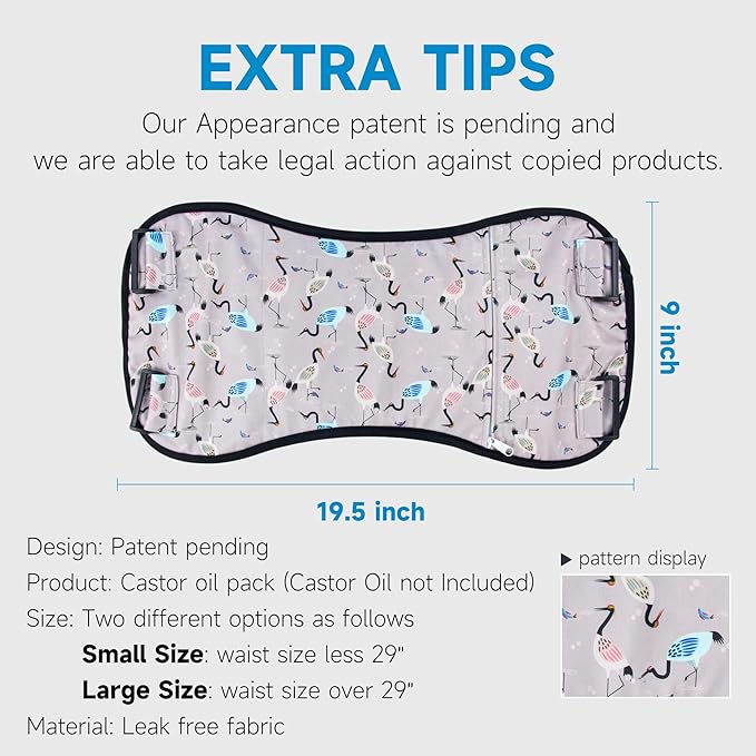 Langsprit Castor Oil Pack Castor Oil Pack Wrap, Castor Oil Packs for Liver Detox, Inflammation, Reusable Castor Oil Pack Compress Castor Oil Packs kit L