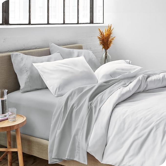 Bare Home Split King Sheet Set - 1800 Ultra-Soft Microfiber Bed Sheets - Double Brushed - Deep Pockets - Easy Fit - 5 Piece Set - Bedding Sheets & Pillowcases (Split King, French Grey)