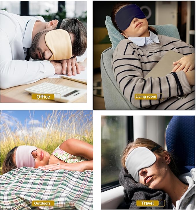 Luxury Pure Silk Sleep Mask | 100% Natural Mulberry Silk | Double-Sided Softness | Adjustable Strap & Full Light Blocking | Perfect for Travel, Office Naps & Nighttime Sleep (Forest Green)