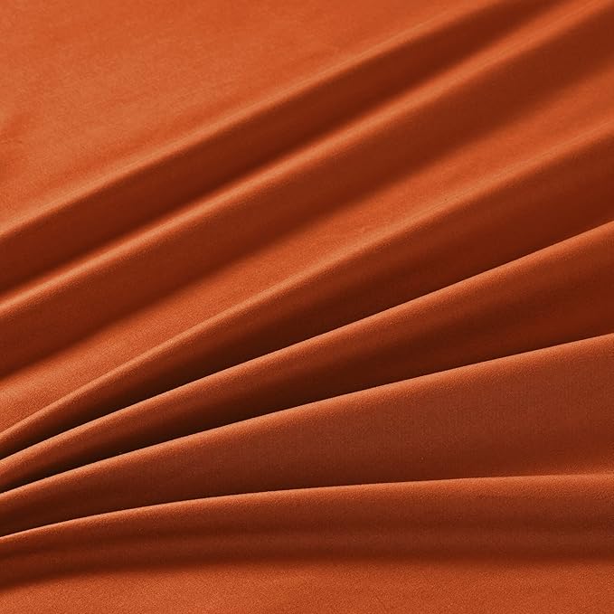 Manyshofu Extra Deep Pocket Twin Sheets Set - Hotel Luxury 1800 Thread Count Sheets & Pillowcases - Kids Bedding Set up to 24" Mattress - Burnt Orange Bed Sheets 18-24 Inch Deep Pockets - 3 Piece