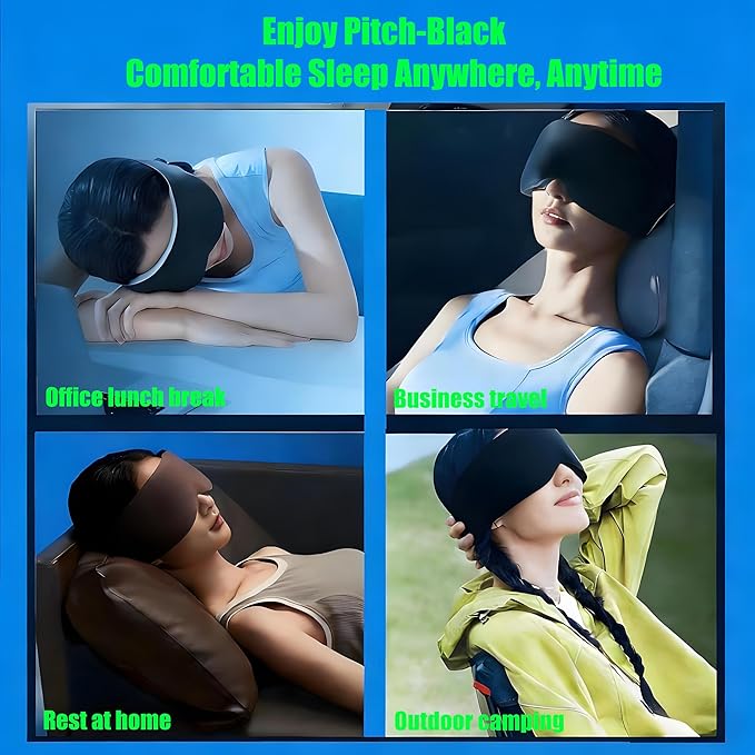 ANTETOKO®Integrated Soundproof Sleep Eye Mask for Men Women,100% Blocking Light 3D Contoured Sleeping Mask for Side Sleeper,Zero Pressure with Adjustable Headband for Night Sleeping,Work Nap
