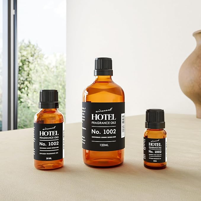 AirScent Hotel Diffuser Oil No. 1002 - Lemongrass Jasmine Amber - Hotel Scent Dupe - Premium Fragrance Oil for Ultrasonic and Waterless Diffusers and Crafting - 30 mL, 1 fl oz Glass Dropper Bottle