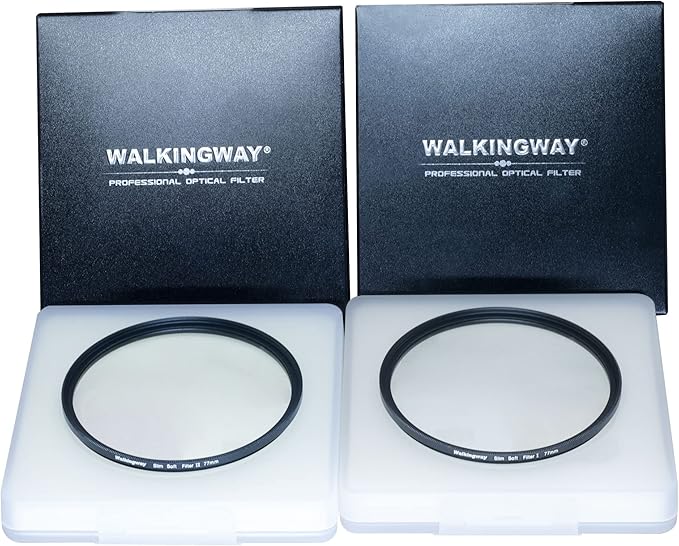 Walking Way 95mm White Mist Diffusion Filter Set (Soft 1 & 2), Soft Focus Dreamy Fog Effect Lens Filter 2pcs, Softening Diffuser For Video/Vlog/Portrait, Ultra-Slim Frame, Optical Glass, No Vignetting