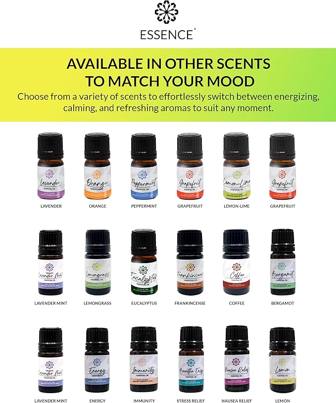 Essence Pearl Travel Case | Lemon-Lime Essential Oil | Aromatherapy Nasal Diffuser & Essential Oil Carrying Case | Uplifting Citrus Blend | Travel-Friendly Kit | White Pod