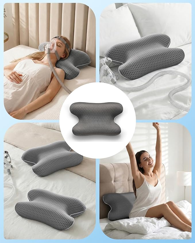 Elviros CPAP Pillow for Side & Back Sleepers, HSA/FSA Portable Travel Sleep Apnea Pillow with Adjustable Height, Reduce Mask Leaks & Pressure,for Camping, Hotels