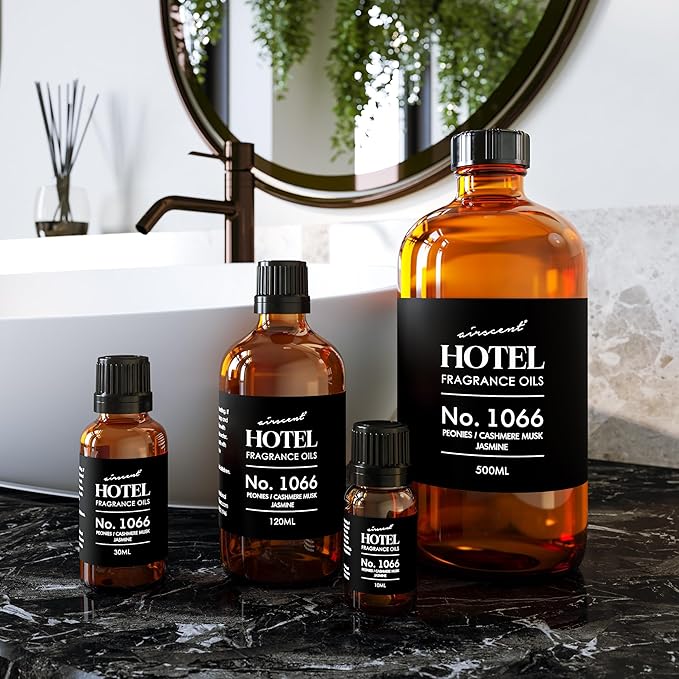 AirScent Hotel Diffuser Oil No. 1066 - Peonies, Cashmere, Jasmine - Premium Fragrance Oil for Ultrasonic and Waterless Diffusers and Crafting - 30 mL, 1 fl oz Glass Dropper Bottle