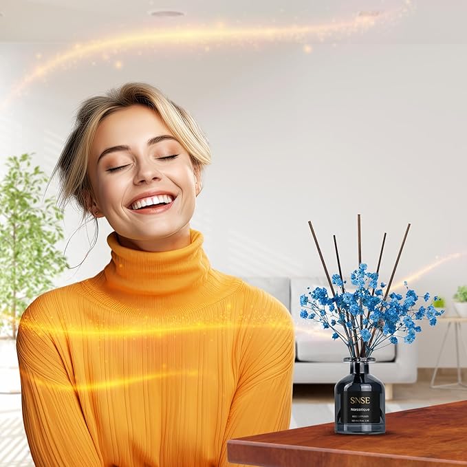 SNSE Narcotique with Flowers Perfumed Reed Diffuser Set | 3.38 oz Scent Fragrance Oil Diffuser for Bedroom, Bathroom, Home Décor and Gift, Decorative Air Fresheners with Sticks
