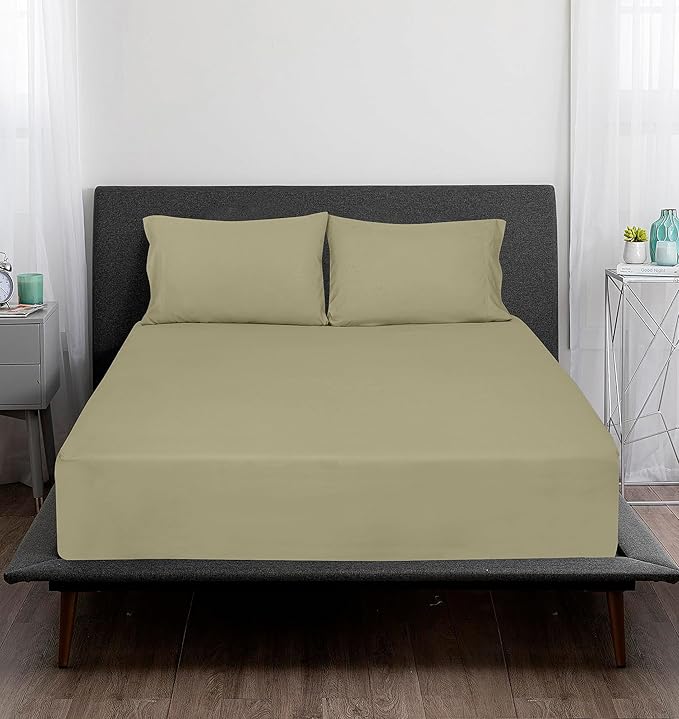 ROYALE LINENS 300 Thread Count 100% Long Staple Combed Cotton Sheet Set - 3 Piece Twin Bed Sheets - 1 Fitted, 1 Flat & Pillow case -Soft Cool & Crisp Sheet Set (Twin, Sage Green)
