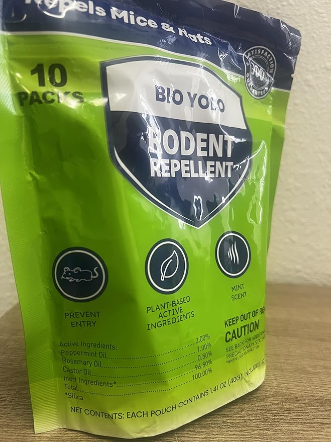 Rodent Repellent Pouches – Peppermint Oil, Plant-Powered – Repels Mice, Rats & Squirrels, Mouse Repellent– Protects Indoor, Car, RV, Boat, Garage & Cabin – 10 Pouches