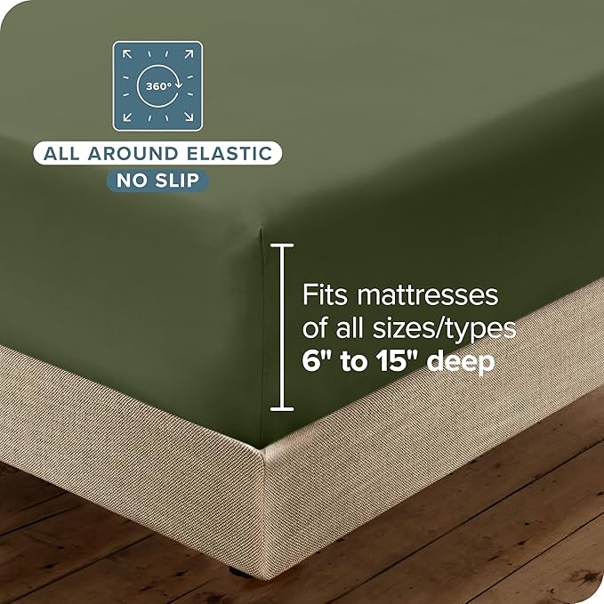 Bare Home Hotel Luxury Sheet Set, Extra Soft - 6 Piece Set - Deep Pockets - Easy Fit - Cooling & Breathable - Wrinkle, Fade, Stain Resistant - Includes 4 Pillowcases (Split Head Flex King, Cypress)