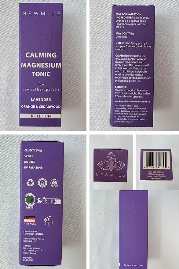 Calm Magnesium Roller Lavender Orange Cedarwood Essential Oil Roll On Calming Aromatherapy Self Care Stress Relief Destress Stocking Stuffers Gifts