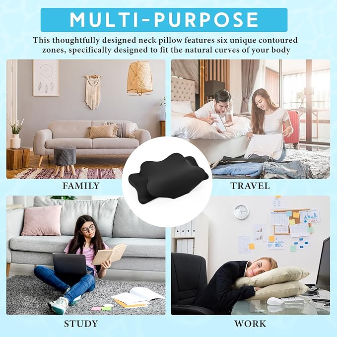 Hahafelt 2 Pcs Cooling Cervical Pillowcase with Zipper (Only Pillowcase) Ergonomic Cervical Neck Pillow Cover Breathable Cool Pillow Case for Side Back Stomach Sleepers(Black,Standard Size)