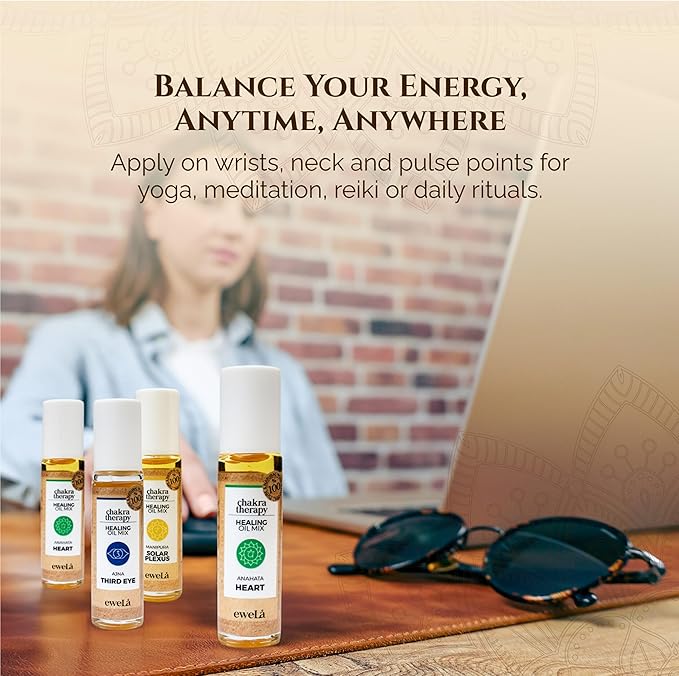 Chakra Essential Oil Roll On Set – 7×10ml Healing Oils for Meditation, Yoga & Reiki – Natural Aromatherapy Blends to Balance 7 Chakras – Vegan, Relaxation & Wellness Gift Set