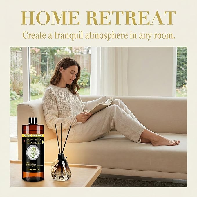 Essential Oils Diffuser Oil Refill 17.6fl.oz Large Volume Plant-Based Formula Aromatherapy Oil Air Refreshing Odor Reducing Long Lasting Scent Home Hotel Office Use Elitzia ET500EO2