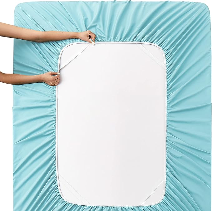 Manyshofu Extra Deep Pocket Twin Sheets Set - Hotel Luxury 1800 Thread Count Sheets & Pillowcases - Kids Bedding Set up to 24" Mattress - Aqua Blue Bed Sheets 18-24 Inch Deep Pockets - 3 Piece
