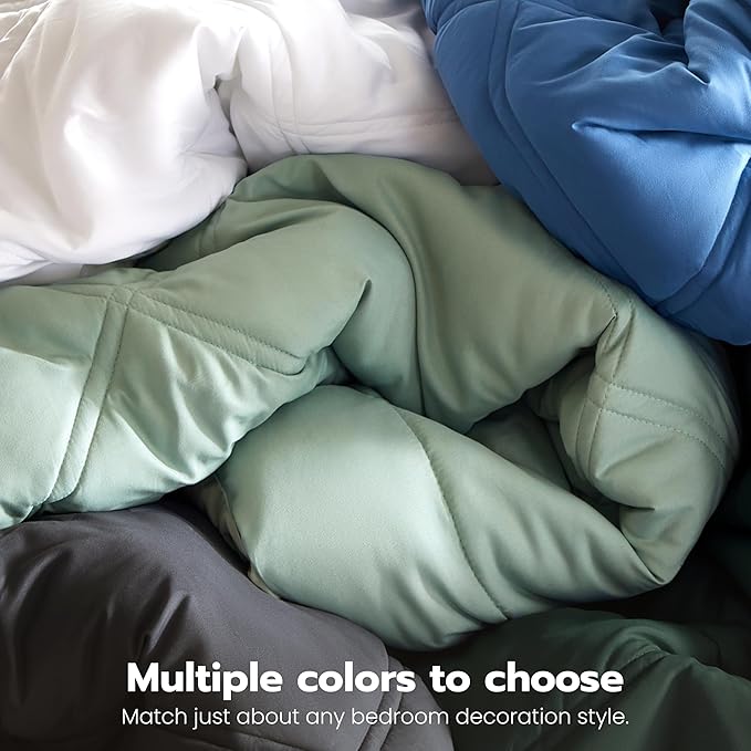 JOIEDOMI Twin Comforter Set with Sheets Light Grey, 5 Pieces Twin Bedding Sets with 1 Down Alternative Comforter, 1 Flat Sheet, 1 Fitted Sheet, 1 Pillowcase and 1 Pillow Sham, Bed in a Bag All Seasons