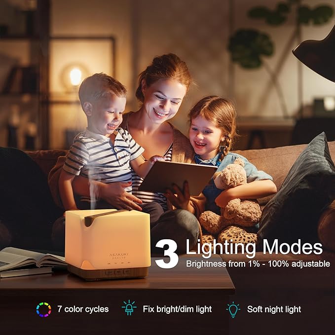 ASAKUKI Essential Oil Diffuser for Home, Smart WiFi 700 ml Humidifier, Connect with Alexa and Google Home, Phone App & Voice Control, Customized Schedule Timers and LED Light, Gift for Mom - Yellow