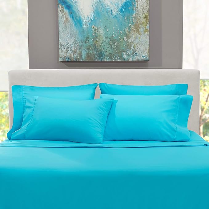 Hearth & Harbor Extra Deep Pocket Sheets - Fits Mattress 18-24 Inches Deep - Extra Deep Pocket Full Size Sets - 6 Piece Full Size - Full - Beach Blue