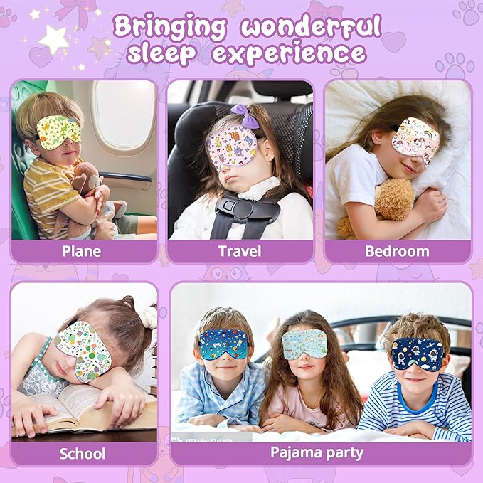 Kids Sleep Mask Eye Cover: 100% Real Natural Pure Silk Eye Mask with Adjustable Strap, Funny Blindfold Kids Eye Mask for Sleeping, Soft & Lightweight Eye Shade for Boys Girls Teens (Memphis Style)