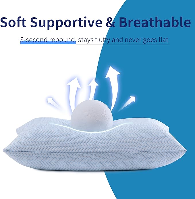 DOWNCOOL Cooling Body Pillow Set of 1, Adjustable Shredded Memory Foam Pillows for Sleeping, Soft Cool Bed Pillows for Hot Sleepers, Firm Long Pillow for Side Back Stomach Sleepers, 20"X54"