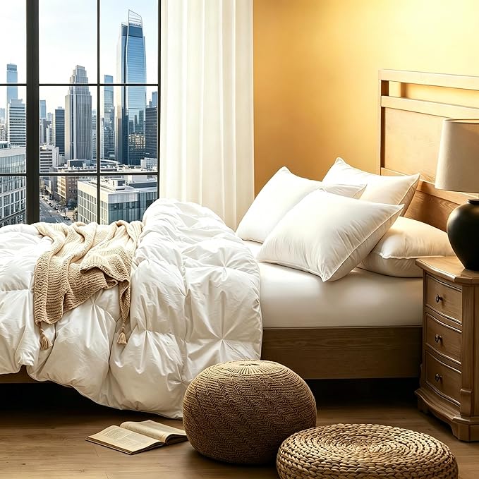 UNIKOME Ultra Soft Pillows Queen Size Set of 2 - Hotel Collection Luxury 100% Cotton Cover Down Alternative Bed Pillow, Fluffy Pillows for Back, Stomach or Side Sleepers