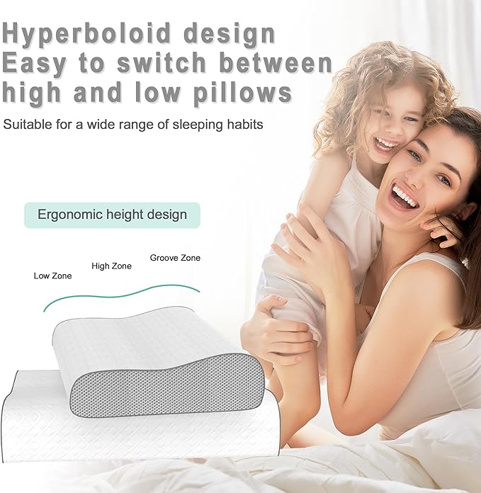 Memory Foam Pillow, Cervical Pillow for Neck Pain Relief, Ergonomic Adjustable Contour Bed Pillow for Side, Back & Stomach Sleepers (2, 23.5 * 15.6 ihch)
