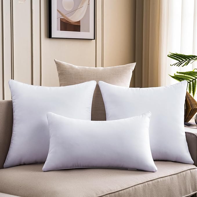 20 x 20 Pillow Inserts Set of 4 Down Alternative Throw Pillow Inserts Large Fluffy Decorative Pillow White Square Pillows Stuffing for Living Room Couch Bed Sofa Interior Cushions
