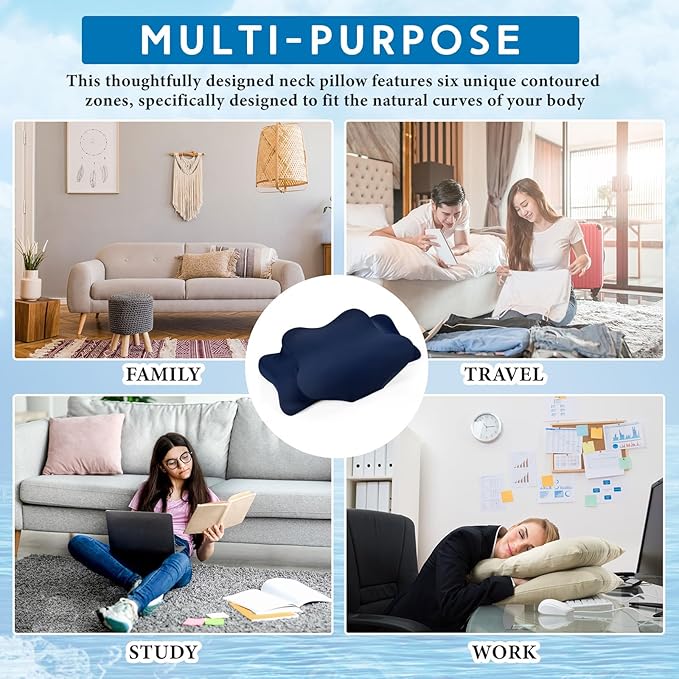 Hahafelt Cooling Cervical Pillowcase Cover with Envelope Closure (Only Pillow Case) Ergonomic Neck Pillowcase Smooth Soft Cool Pillow Cover for Side Back Stomach Sleepers(Dark Blue,Standard Size)