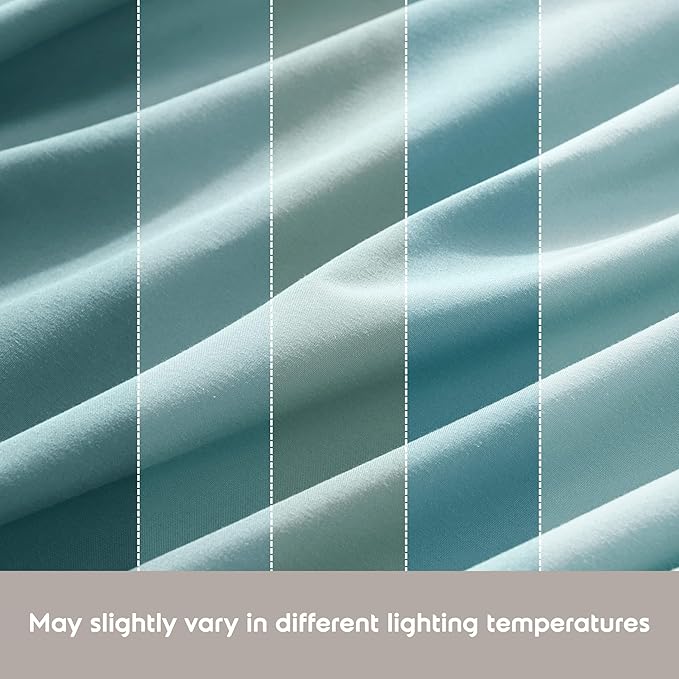 Nestl Extra Deep Split King Sheet Set - 7 Piece Breathable & Cooling Sheets - Hotel Luxury Bedding Set w/18-24 Inch Deep Pockets - Easy & Secure Fit - Super Soft, Wrinkle Free & Comfy - Light Blue