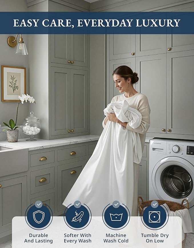 LANE LINEN 100% Egyptian Cotton Full Size Bed Sheets, Soft & Comfy Luxury Hotel Style Thick Full Size Sheets, Fully Elasticized Reinforsed Seams No Pill Natural Cooling - White Sheets