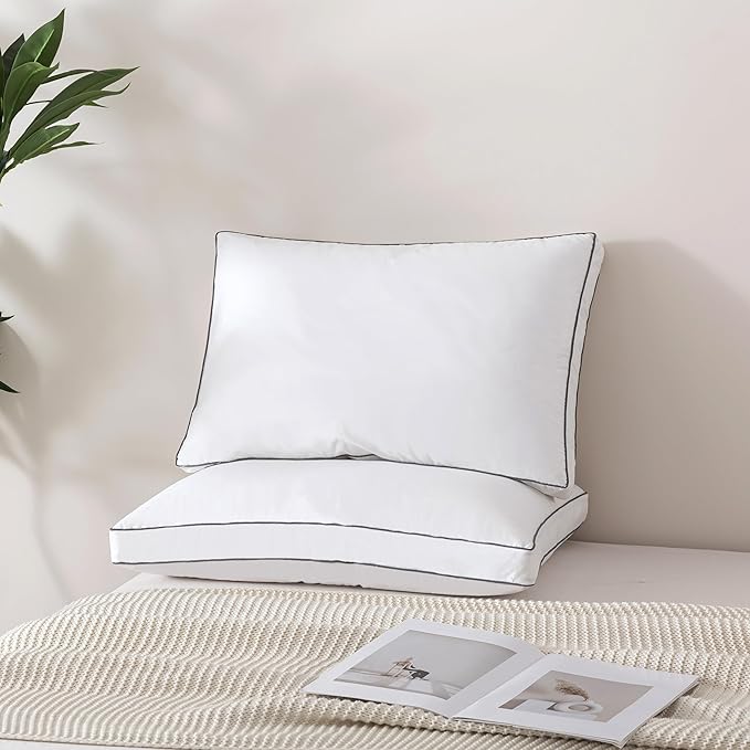 ELNIDO QUEEN Goose Feather Down Fiber Pillows King Size Set of 2,Luxury Hotel Collection Bed Pillows for Sleeping, Down Surrounded Pillows 2 Pack, Soft & Fluffy for Side, Back Sleepers 20x36 in