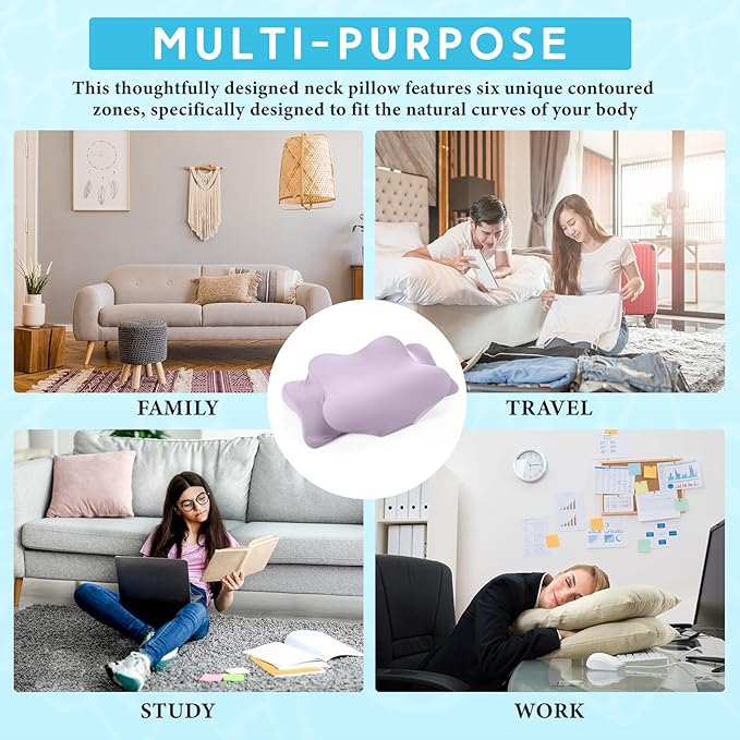 Hahafelt Cooling Cervical Neck Pillowcase Cover (Only Pillow Case) Ergonomic Pillowcase with Zipper Breathable Contour Pillow Cover for Side Back Stomach Sleepers(Purple,Standard Size)
