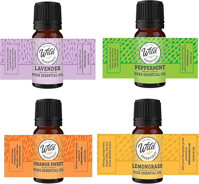Wild Essentials Mother’s Heart Necklace Essential Oil Diffuser Kit, Lavender, Lemongrass, Peppermint, Orange Oils, 12 Refill Pads, Calming Aromatherapy Gift Set, Customizable Color Changing, Perfume