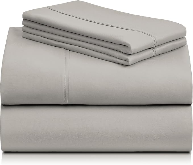LuxClub 4 PC Queen Sheet Set, Breathable Luxury Bed Sheets, Deep Pockets 18" Wrinkle Free Cooling Sheets Machine Washable Hotel Bedding Silky Soft - Light Taupe Queen