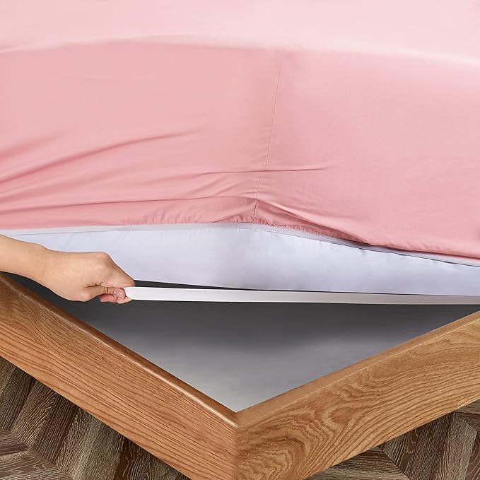 Manyshofu Extra Deep Pocket Twin Sheets Set - Hotel Luxury 1800 Thread Count Sheets & Pillowcases - Kids Bedding Set up to 24" Mattress - Blush Pink Bed Sheets 18-24 Inch Deep Pockets - 3 Piece