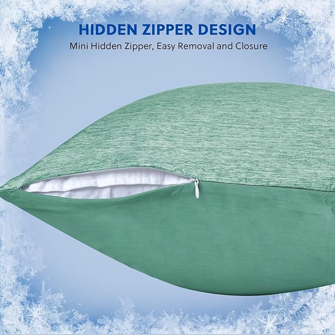 HOMFINE Cooling Pillowcase Body Size - Double Side Q-Max 0.439 Cooling Fiber for Pillow Protector, Breathable Long Cold Pillow Cover for Hot Sleeper Night Sweat, Hidden Zipper, 1 Pack (20"x54", Green)