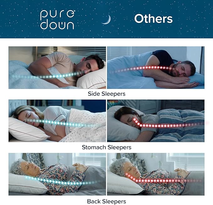 puredown® Made in USA Goose Feather Down Pillows, Standard Size Set of 2, 100% Cotton Cover, Bed Feather Pillows for Sleepering