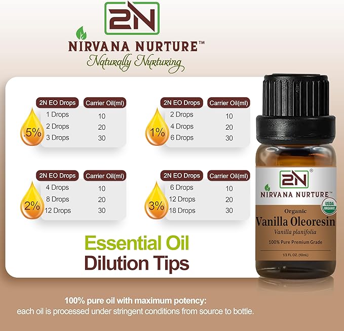 Vanilla Oleoresin, USDA Certified Organic, 100% Pure Undiluted, Aromatherapy Oil for Diffuser, Hair & Skin Care