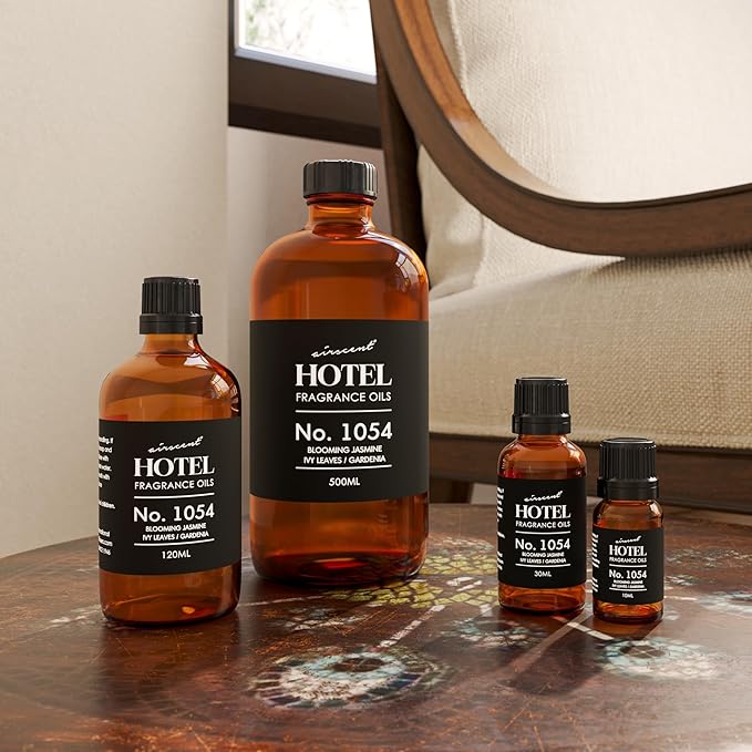 AirScent Essence of Jasmine Hotel Diffuser Oil No. 1054 - Jasmine Ivy Leaves Gardenia - Premium Fragrance Oil for Ultrasonic and Waterless Diffusers and Crafting - 30 mL, 1 fl oz Glass Bottle